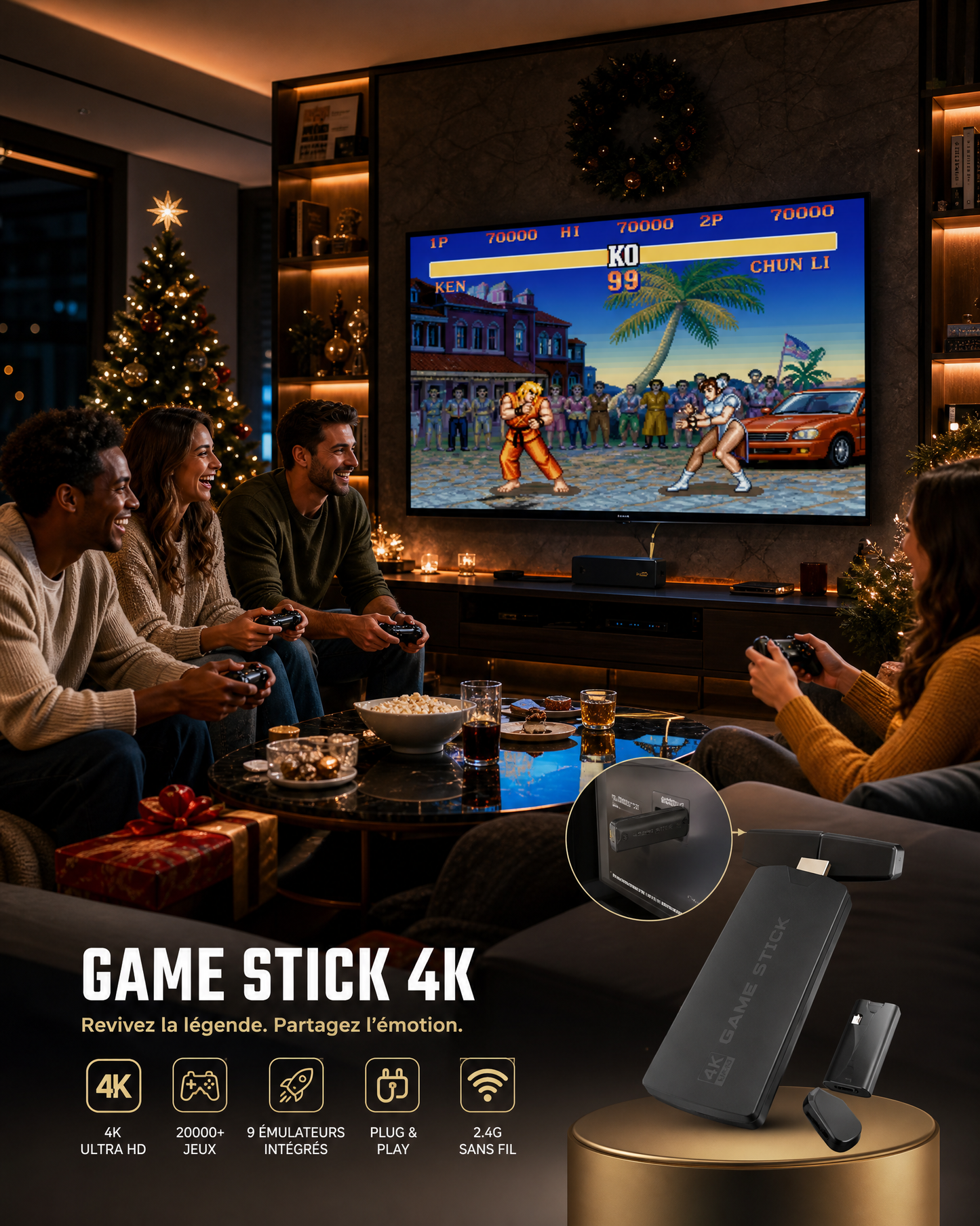 Game Stick 4K Premium - 10,000+ Jeux (Mawasim)